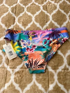 Johnny Was Multicolor Tropical Floral Bikini Bottoms
